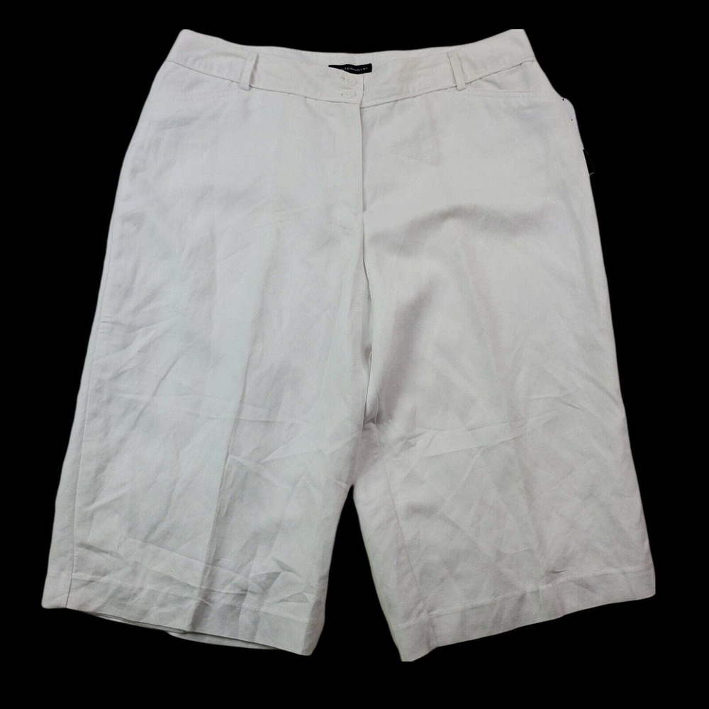 CC - Counterparts Womens Cropped Pants 16 Solid White High Rise Waist Capri NWT